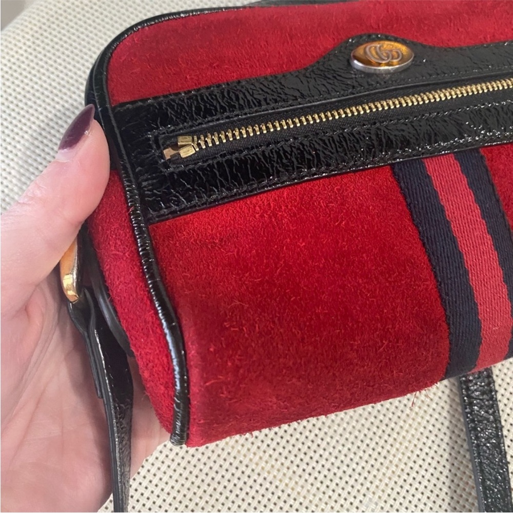 GUCCI Ophidia Red Suede Mini Shoulder Crossbody bag - Picture 2 of 12
